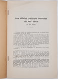 TRICOU Jean "Une affiche théâtrale lyonnaise du XVIIe siècle"