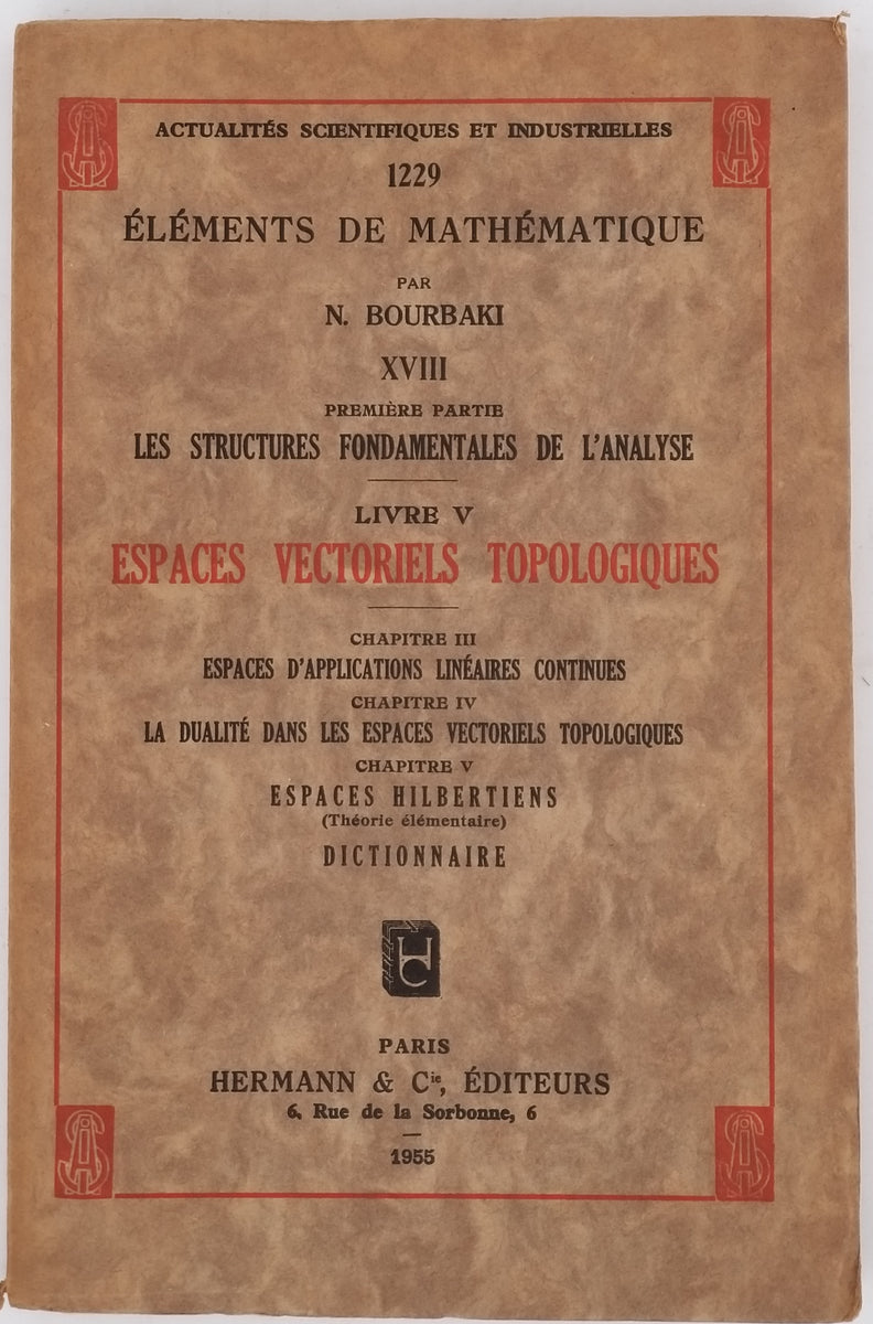 Éléments de mathématique N. Bourbaki XV 本 Éléments de mathématique N. Bourbaki XV