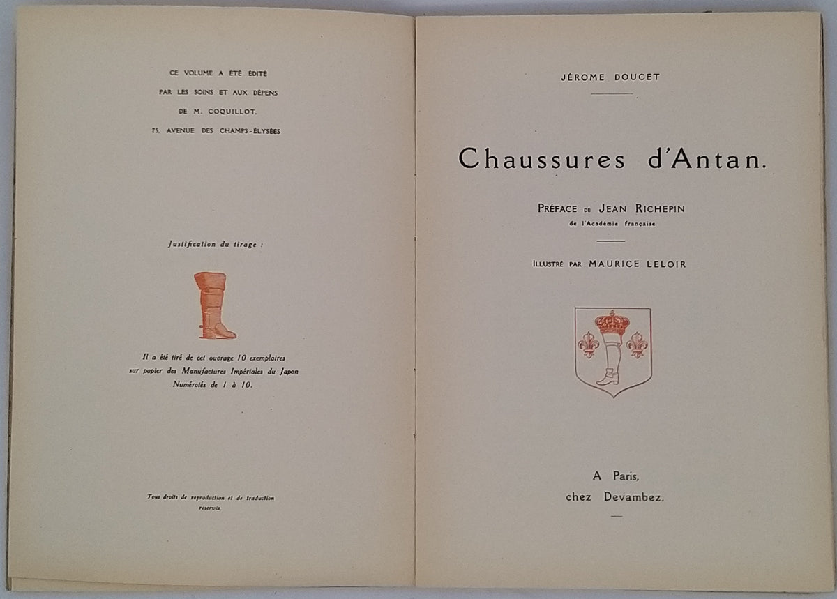 希少 Jérôme Doucet Chaussures d'Antar 1915 DOUCET Jérôme 