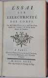 NOLLET Jean Antoine, dit Abbé Nollet "Essai sur l'électricité des corps"