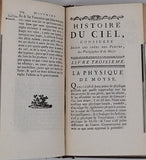 PLUCHE Noël-Antoine (Abbé) "Histoire du ciel, où l'on recherche l'origine de l'idolâtrie, et les méprises de la philosophie, sur la formation des corps célestes. Nouvelle édition" [2 volumes]