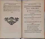 MORFOUACE de BEAUMONT Gilles "Apologie des Bestes ou leurs connoissances et raisonnement. Prouvés contre le Système des Philosophes Cartésiens, qui prétendent que les Brutes ne sont que des Machines automates. Ouvrage en vers"