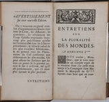 FONTENELLE Bernard le Bouyer de "Entretiens sur la pluralité des Mondes"