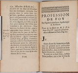 BOSSUET Jacques Benigne "Maximes et réflexions sur la comédie" à la suite "Profession de Foy De l'Eglise Catholique, Apostolique & Romaine"