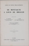 BRUNOLD Charles, JACOB Jean "Choix de textes philosophiques - De Montaigne à Louis de Broglie"