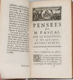 PASCAL Blaise "PENSÉES DE M. PASCAL SUR LA RELIGION ET SUR QUELQUES AUTRES SUJETS"  édition de 1670