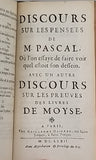 PASCAL Blaise "PENSÉES DE M. PASCAL SUR LA RELIGION ET SUR QUELQUES AUTRES SUJETS"  édition de 1670