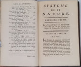 MIRABAUD Jean-Baptiste de, [HOLBACH Paul Thiry, baron d’] "SYSTÈME DE LA NATURE ou des loix du monde Physique et du monde moral"