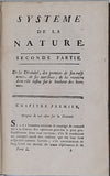 MIRABAUD Jean-Baptiste de, [HOLBACH Paul Thiry, baron d’] "SYSTÈME DE LA NATURE ou des loix du monde Physique et du monde moral"