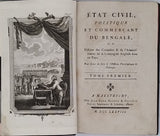 Anonyme [BOLTS William] "ETAT CIVIL, POLITIQUE ET COMMERÇANT DU BENGALE ou Histoire des Conquêtes & de l'Administration de la Compagnie Angloise dans ce Pays..."