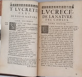 LUCRÈCE [Titus Lucretius Carus] "LES SIX LIVRES DE LUCRÈCE DE LA NATURE DES CHOSES..."