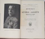 GALLIÉNI Joseph, Général "Mémoires du Général Galliéni - Défense de Paris, 25 Août - 11 Septembre 1914"