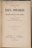 ZUNE Auguste "Analyse des Eaux Potables et Détermination rapide de leur valeur hygiénique"