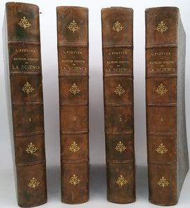 FIGUIER Louis "Les Nouvelles Conquêtes de la Science : L'Électricité. Grands tunnels et railways métropolitains. Les voies ferrées dans les deux mondes. Isthmes et canaux." 4 volumes