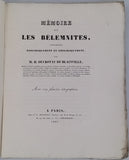 DUCROTAY de BLAINVILLE Henri-Marie "Mémoire sur les Bélemnites considérées Zoologiquement et Géologiquement"