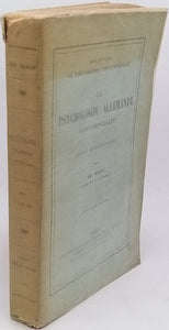 RIBOT Théodule "La Psychologie allemande contemporaine (école expérimentale)"