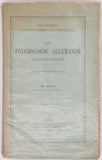 RIBOT Théodule "La Psychologie allemande contemporaine (école expérimentale)"