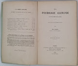 RIBOT Théodule "La Psychologie allemande contemporaine (école expérimentale)"