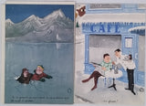 BELLUS Jean "Comment on s'enrhume à la montagnes" [Plaquette publicitaire Calendrier 1959 COMPLET]