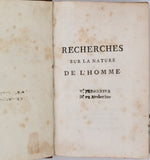 FABRE Pierre "Recherches sur la nature de l'Homme, considéré dans l'état de santé et dans l'état de maladie"