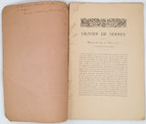 CHENIVESSE [Abbé] "Olivier de Serres et les massacres du 2 mars 1573 à Villeneuve de Berg"