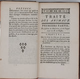 CONDILLAC Étienne Bonnot de "Traité des Animaux, Où, après avoir fait des observations critiques sur le sentiment de Descartes, & sur celui de M. de Buffon, on entreprend d'expliquer leurs principales facultés"