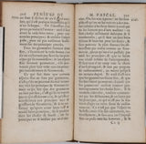 PASCAL Blaise "Pensées de M. Pascal sur la religion et sur quelques autres sujets. Qui ont esté trouvées après sa mort parmy ses papiers" Seconde [troisième] édition de 1670