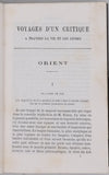 CHASLES Philarète "Orient - Voyages d'un critique à travers la vie et les livres"