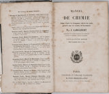 LANGLEBERT Edmond Jean Joseph "Manuel de Chimie - Rédigé d'après les Programmes officiels des Lycées prescrits pour les examens du Baccalauréat"