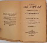 DARWIN Charles "L'ORIGINE DES ESPÈCES AU MOYEN DE LA SÉLECTION NATURELLE OU LA LUTTE POUR L'EXISTENCE DANS LA NATURE"