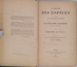 DARWIN Charles "L'ORIGINE DES ESPÈCES AU MOYEN DE LA SÉLECTION NATURELLE OU LA LUTTE POUR L'EXISTENCE DANS LA NATURE"