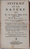 MIRABAUD Jean-Baptiste de, [HOLBACH Paul Thiry, baron d’] "SYSTÈME DE LA NATURE ou des loix du monde Physique et du monde moral"