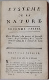 MIRABAUD Jean-Baptiste de, [HOLBACH Paul Thiry, baron d’] "SYSTÈME DE LA NATURE ou des loix du monde Physique et du monde moral"