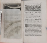 FONTENELLE Bernard le Bouyer de "ENTRETIENS SUR LA PLURALITÉ DES MONDES NOUVELLE ÉDITION AUGMENTÉE DE PIÈCES DIVERSES"